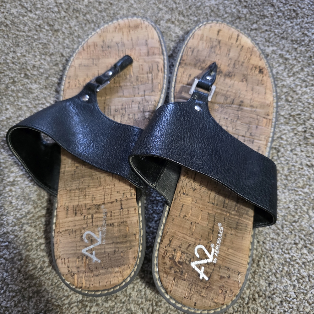 A2 Black Cork Sandals